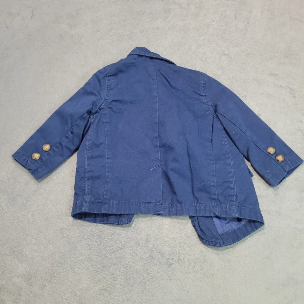 Carters‎ Blazer Baby Boy 12M Navy Blue Cotton Sport Coat Gingham Lining Classic